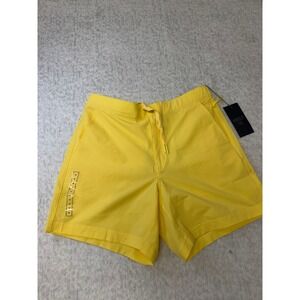 VRST Mens 6 Inch Resort Short Yellow Seersucker Relaxed Fit Swim Shorts Medium